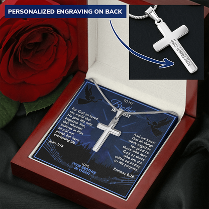 Custom Cross and Chain - Stainless Steel Curb Chain - Personalized Cross Necklace - Faith and Religious Gift