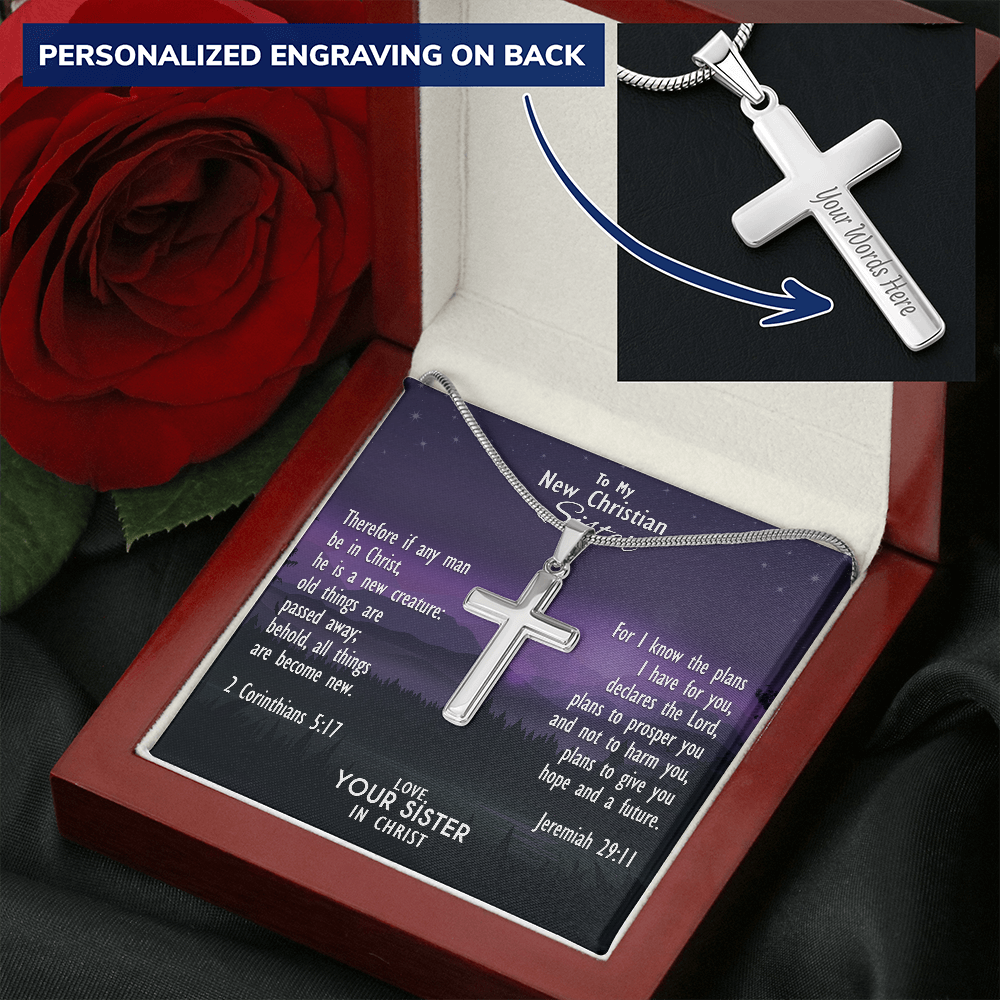 Custom Cross and Chain - Stainless Steel Curb Chain - Personalized Cross Necklace - Faith and Religious Gift