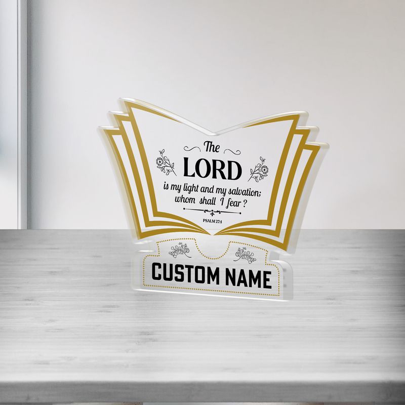 Psalm 27:1 Bible Scripture Personalized Acrylic Stand-Alone Book